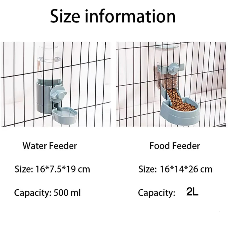 Automatic Pet Bowls Cage Hanging Feeder Pet Water Bottle Food Container Dispenser Bowl for Puppy Cats Rabbit Pet Feeding Product