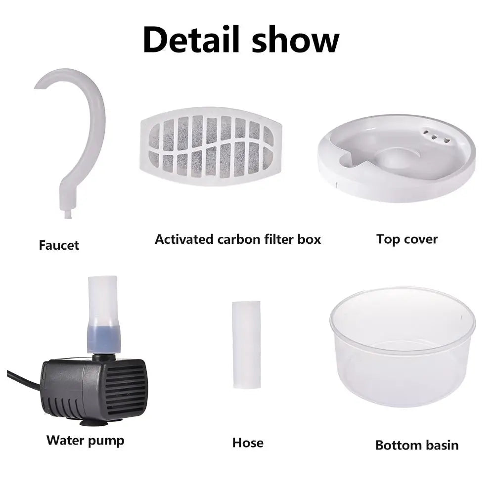 2L Pet Cat Fountain LED Blue Light USB Powered Automatic Water Dispenser Cat Feeder Drink Filter for Cats Dogs Pet Supplier